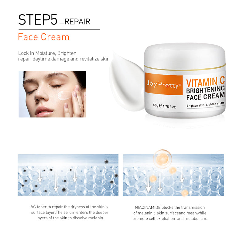 Joypretty 5pcs Vitamin C Face Skin Care Set Whitening Brighten