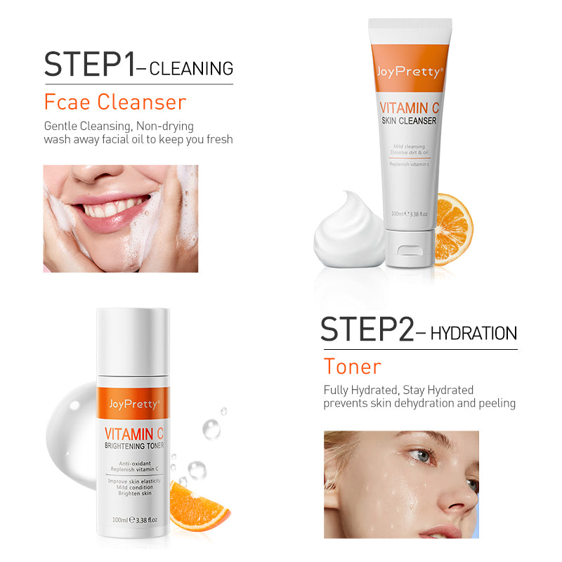 Joypretty 5pcs Vitamin C Face Skin Care Set Whitening Brighten