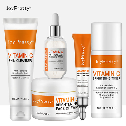 Joypretty 5pcs Vitamin C Face Skin Care Set Whitening Brighten