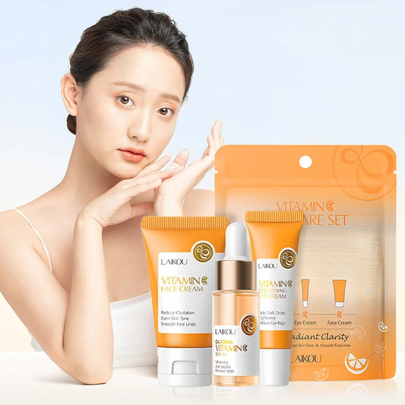 3pcs/set LAIKOU Vitamin C 24K Golden Sakura Skin Care Sets Face Cream