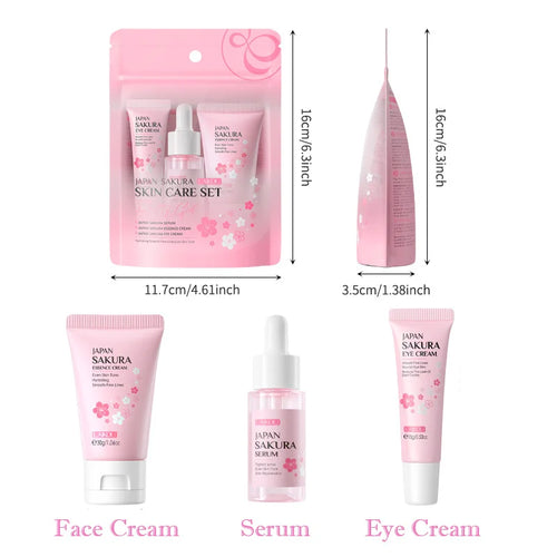 LAIKOU Sakura Skin Care Sets Facial Cleanser Face Cream Serum Toner