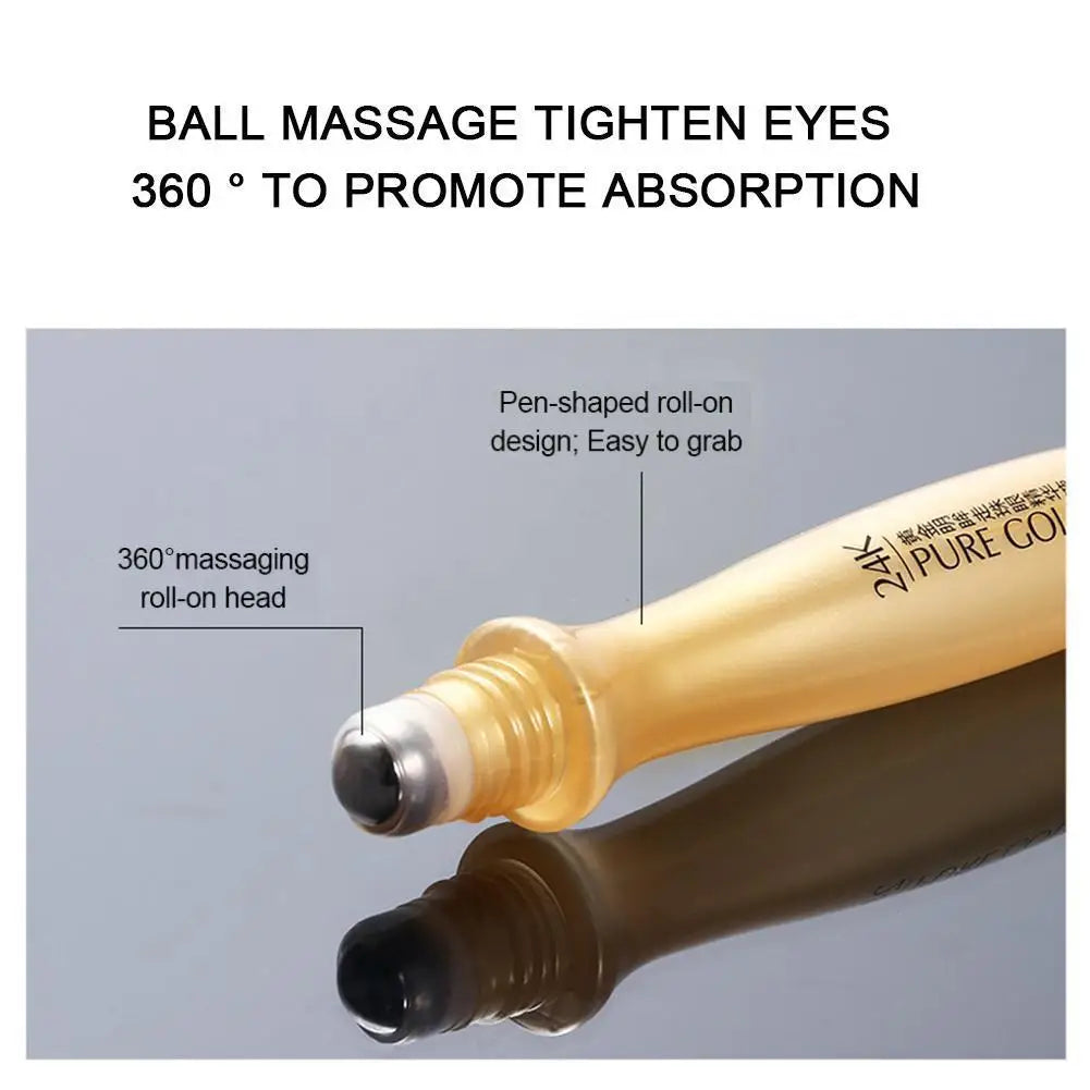 24K Gold Bright Eye Roller Eye Cream Hydrating Moisturizing Eye Serum