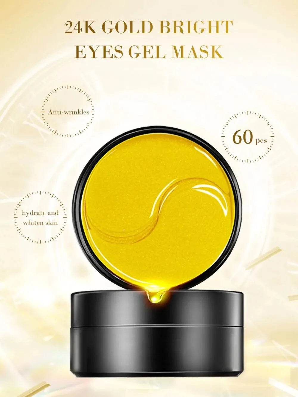 60pcs Golden Moisturizing Eye Mask Relieve Eye Fatigue Nourish Eye