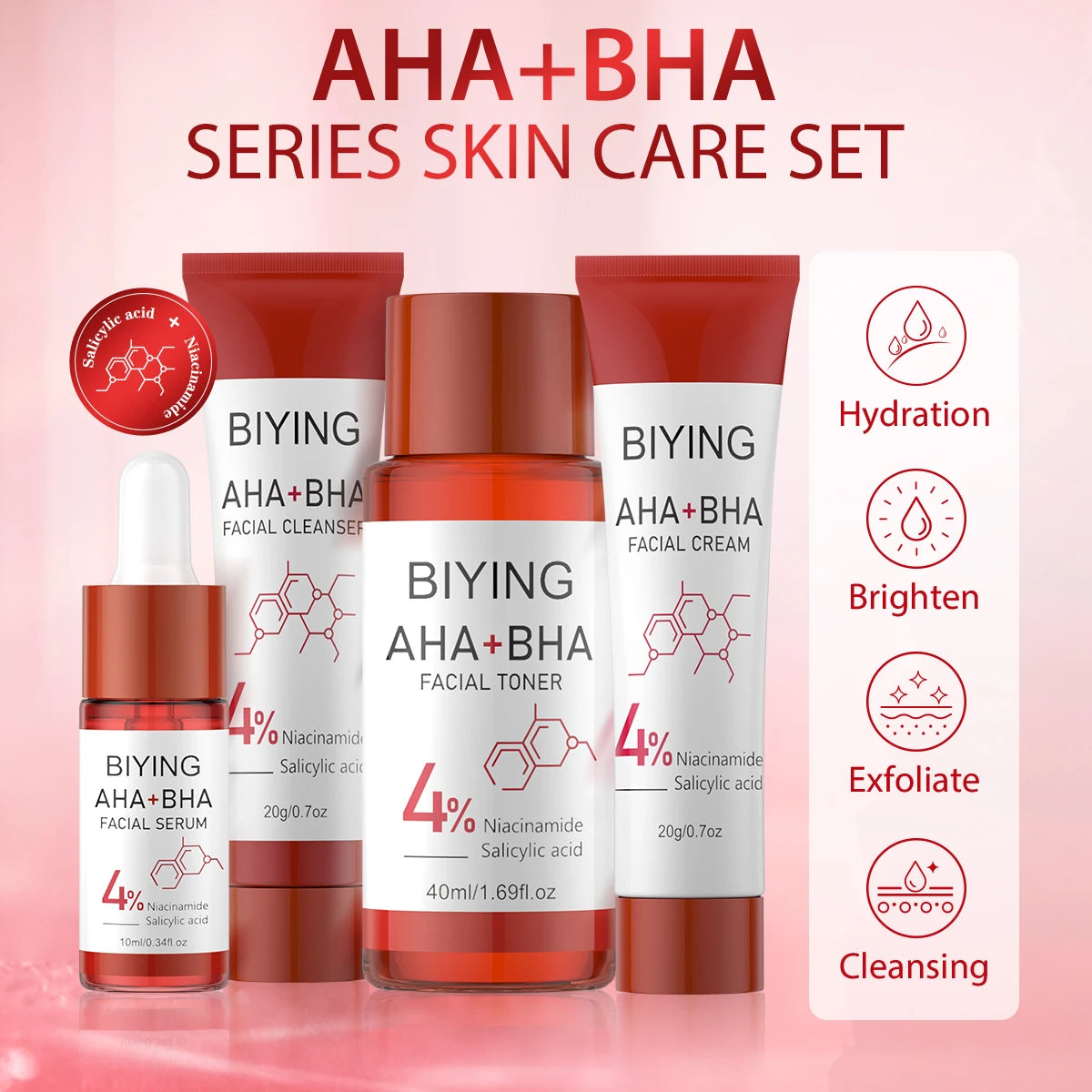 AHA+BHA Series Skin Care Set 4pcs