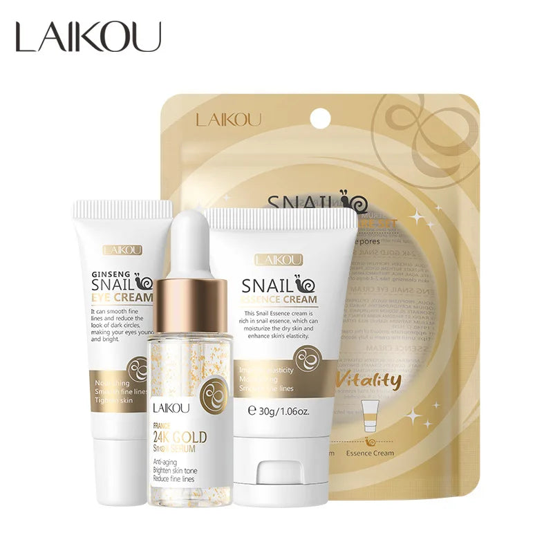 3pcs/set LAIKOU Vitamin C 24K Golden Sakura Skin Care Sets Face Cream