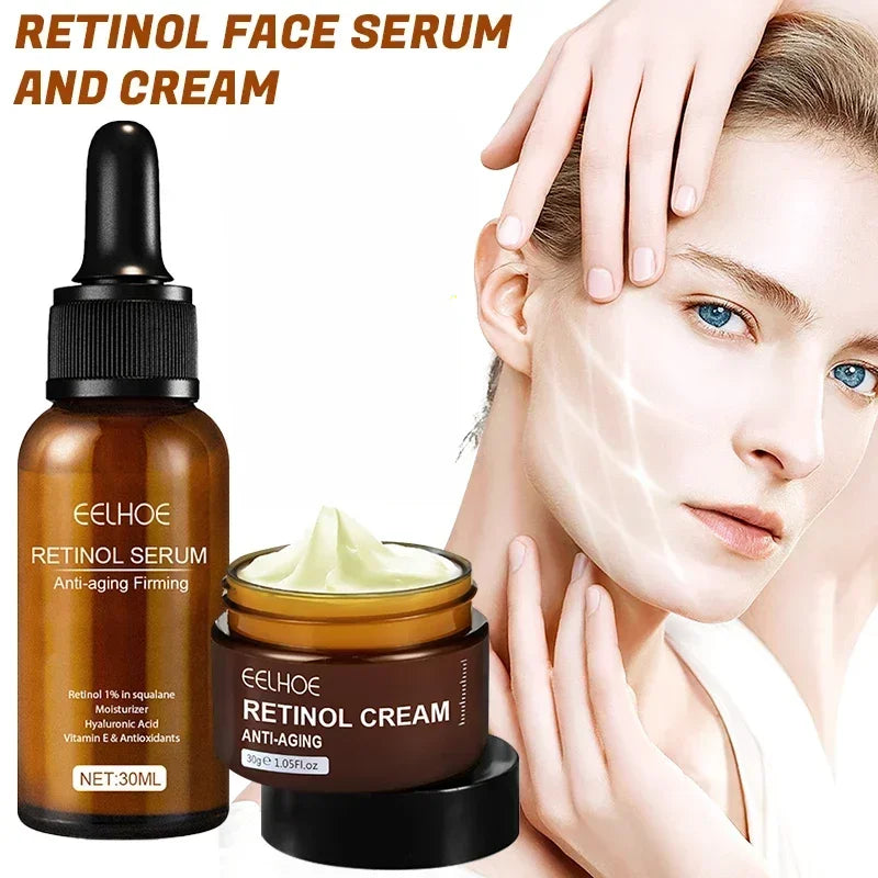 Retinol Face Cream Set Wrinkle Remover Anti-Aging Firming Lifting Fade