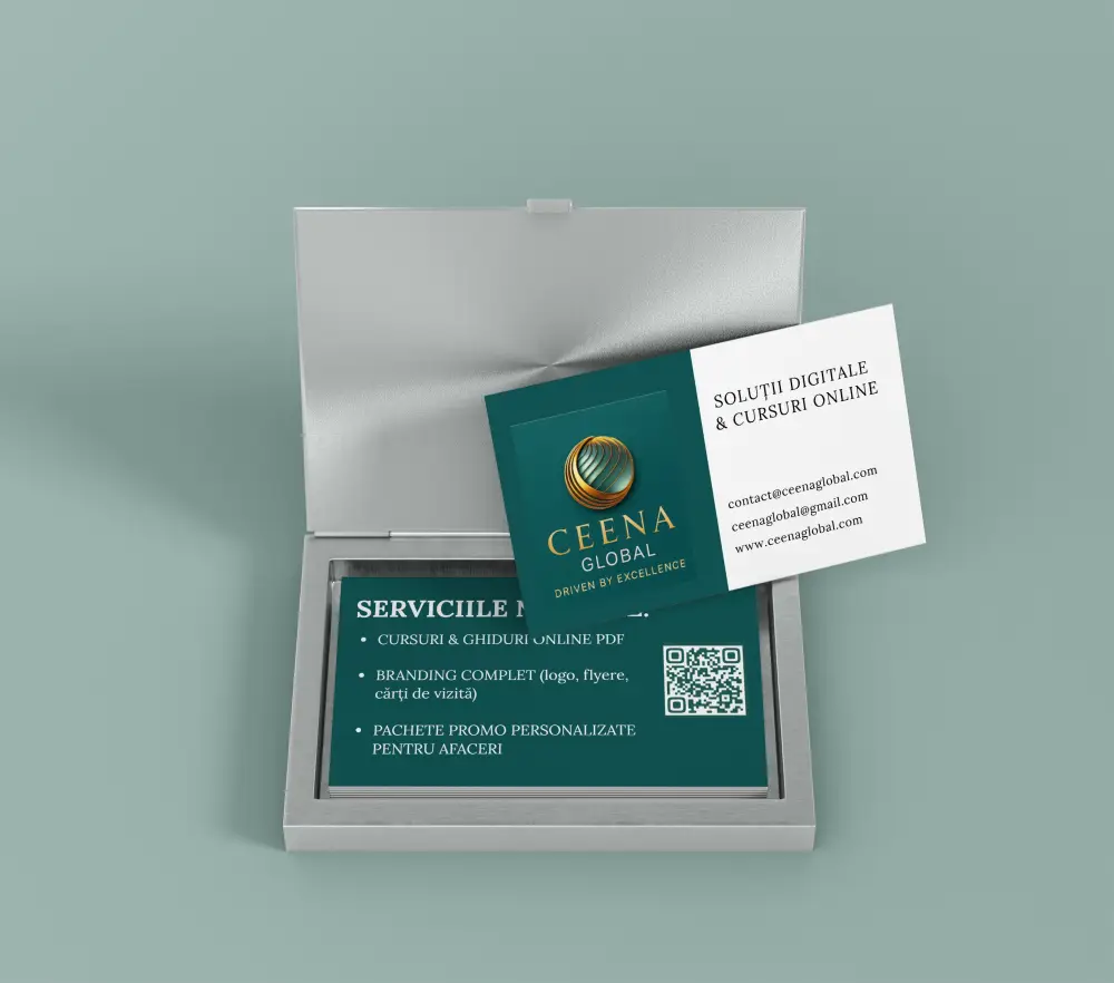 Business card mock-up in metal container